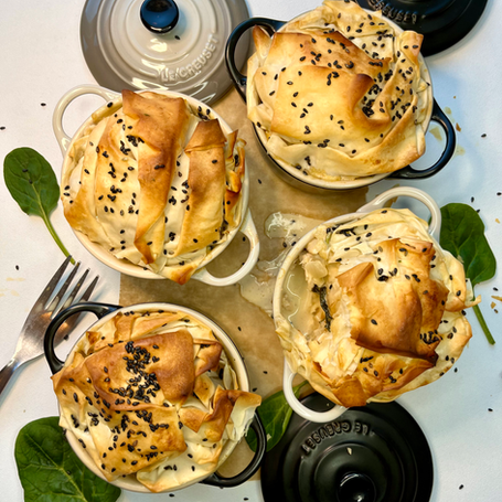 Creamy Balsamic Chicken & Spinach Individual Filo Pies