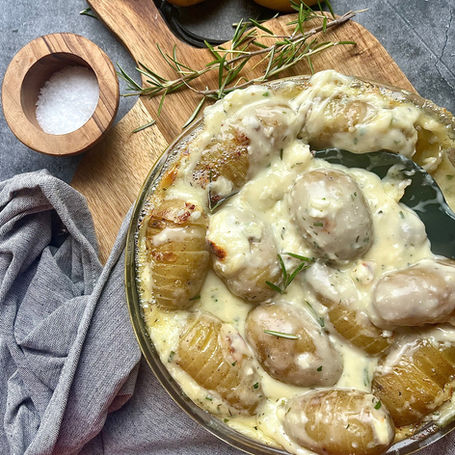 Camembert & Rosemary Hasselback Potato Gratin