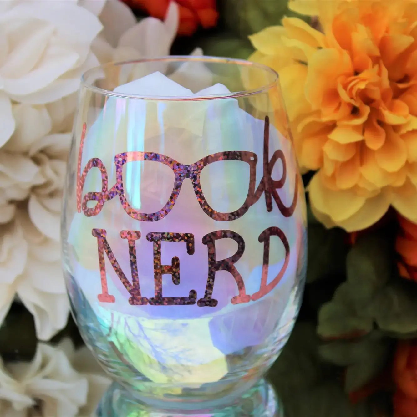 Book Nerd Iridescent Wine Glass