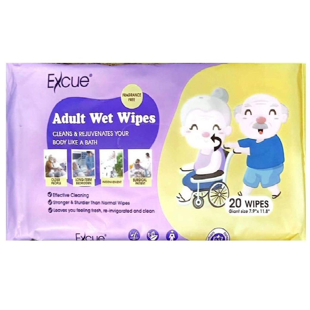Excue Adult Wet Wipes Fragrance Free 20 Pcs