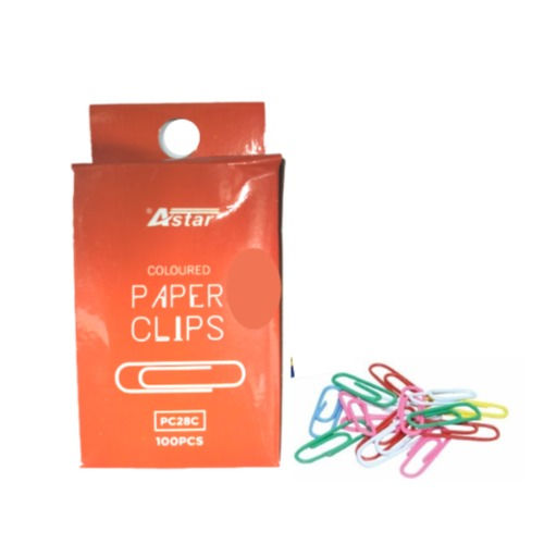 AStar Coloured Paper Clips 28mm 100's