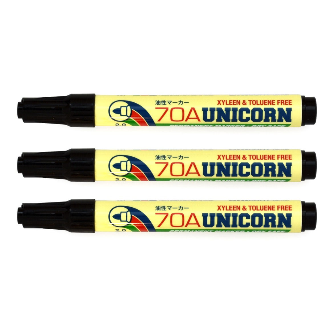 Unicorn 70A 2.0mm Black 3's Permanent Markers