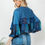 Thumbnail: Young Threads - Patchwork Crop Ruffle Jacket - Indigo