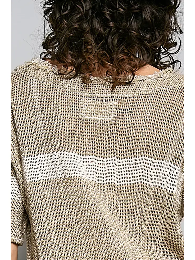 Thumbnail: POL Clothing - Mocha & White Crochet Linen Dress