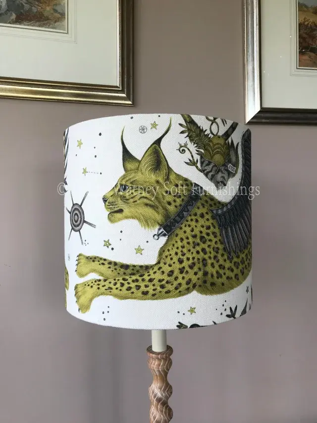 Lampshade made in Emma Shipley's Lynx Fabric - 4 colours