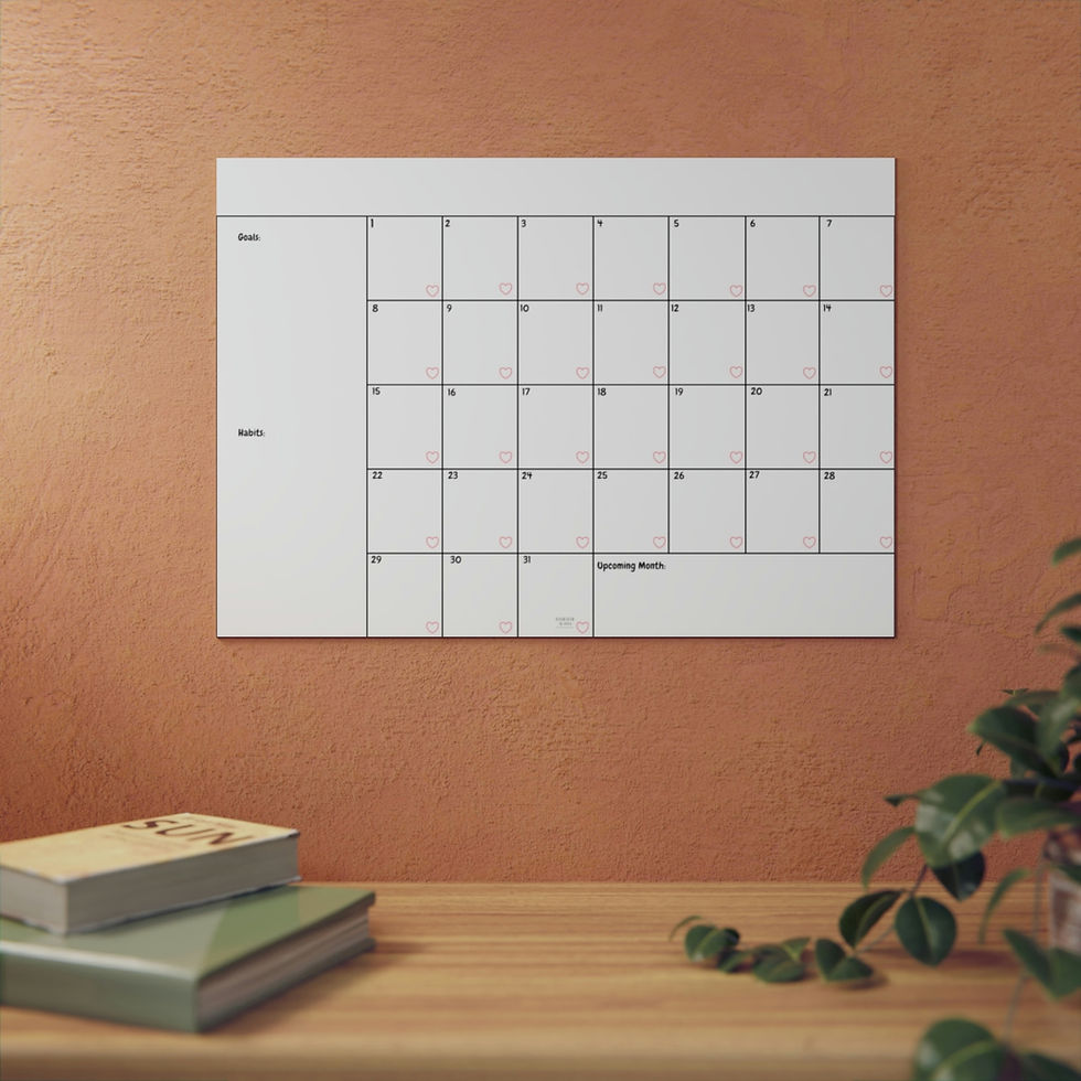 Thumbnail: Big Calendar White Board wording in black and tracker in pink , white