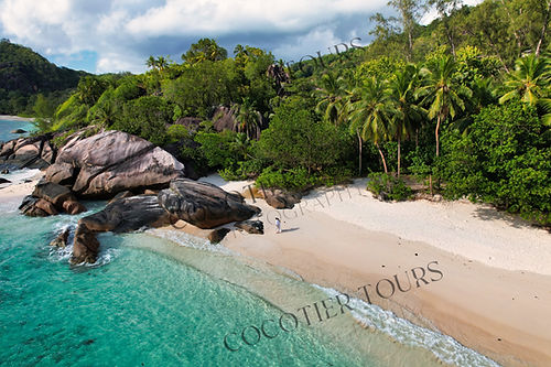 Colpo di drone della spiaggia, Mahe Seychelles
