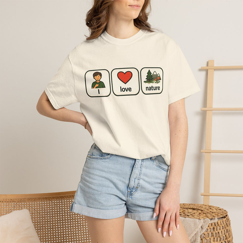 Thumbnail: AAC Communication T-Shirt — “I Love Nature”