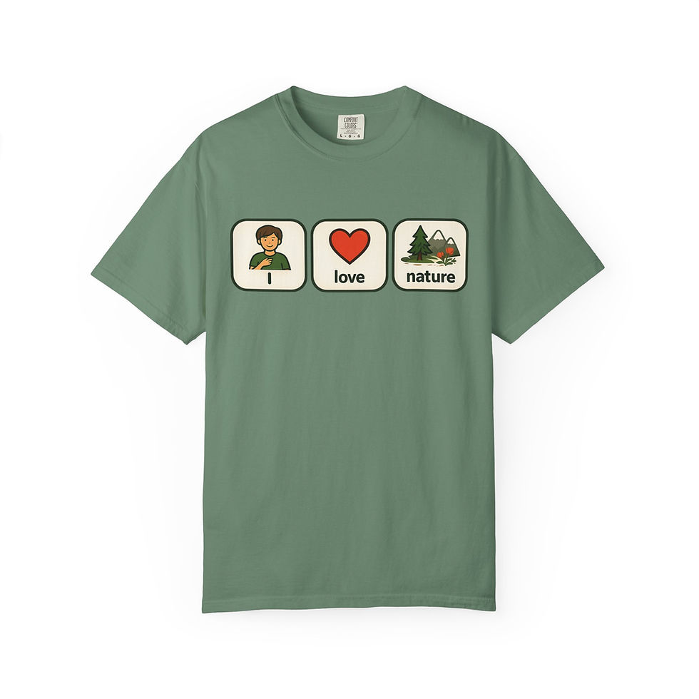 Thumbnail: "I love nature" AAC (SLP back) tshirt