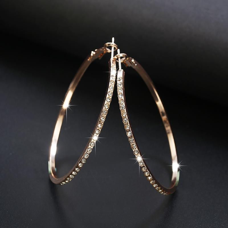 Display of Rose Gold Rhinestone Hoop Earring