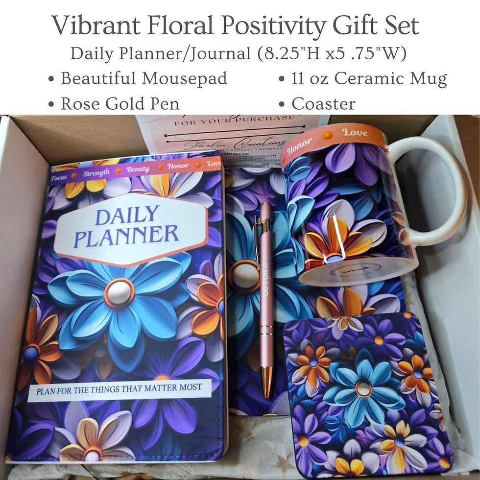 Gift box of the Vibrant Floral Positivity Affirmation Journal Gift Set