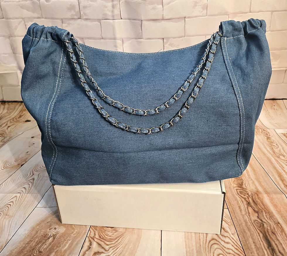 Large Chambray Beautiful Denim Tote Bag
