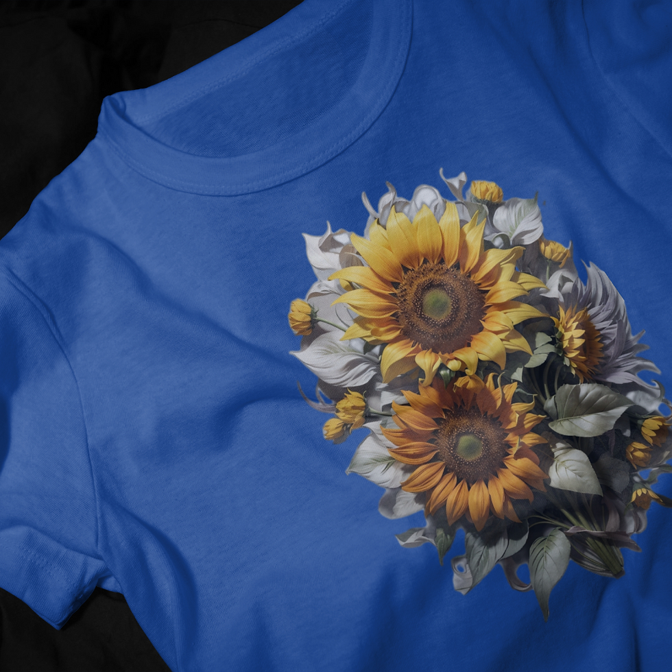 Blue Shirt w/ beautiful sunflower design