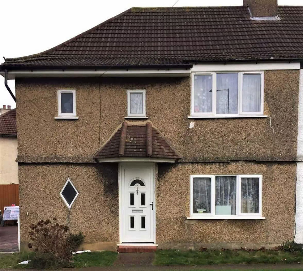 pebble dash house before external render