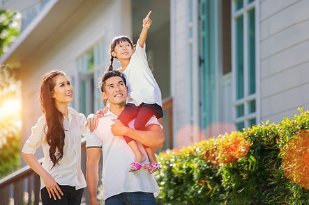 Beautiful family portrait smiling outsid