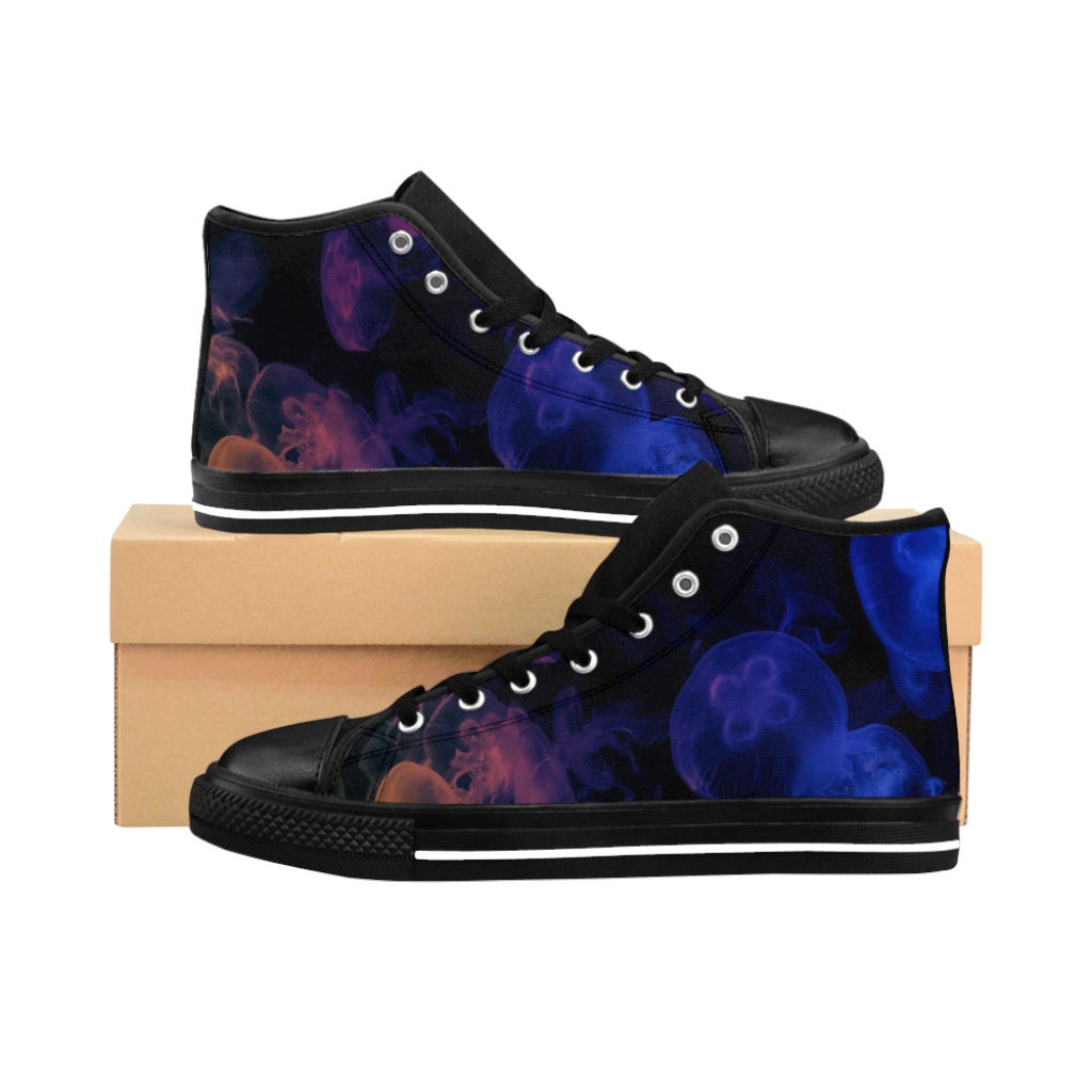 Glow-In-The-Dark Jellyfish Pattern Men's High-top Sneakers