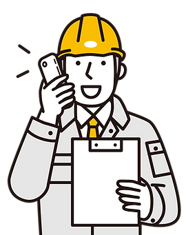 電話している男性作業員のイラスト