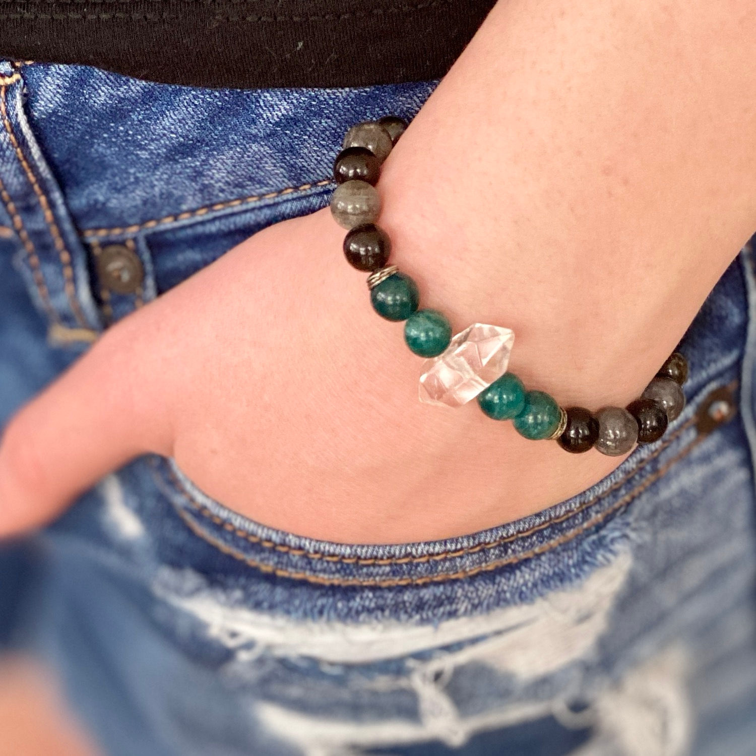 Appetite/labradorite/astrophyllite/Clear quartz