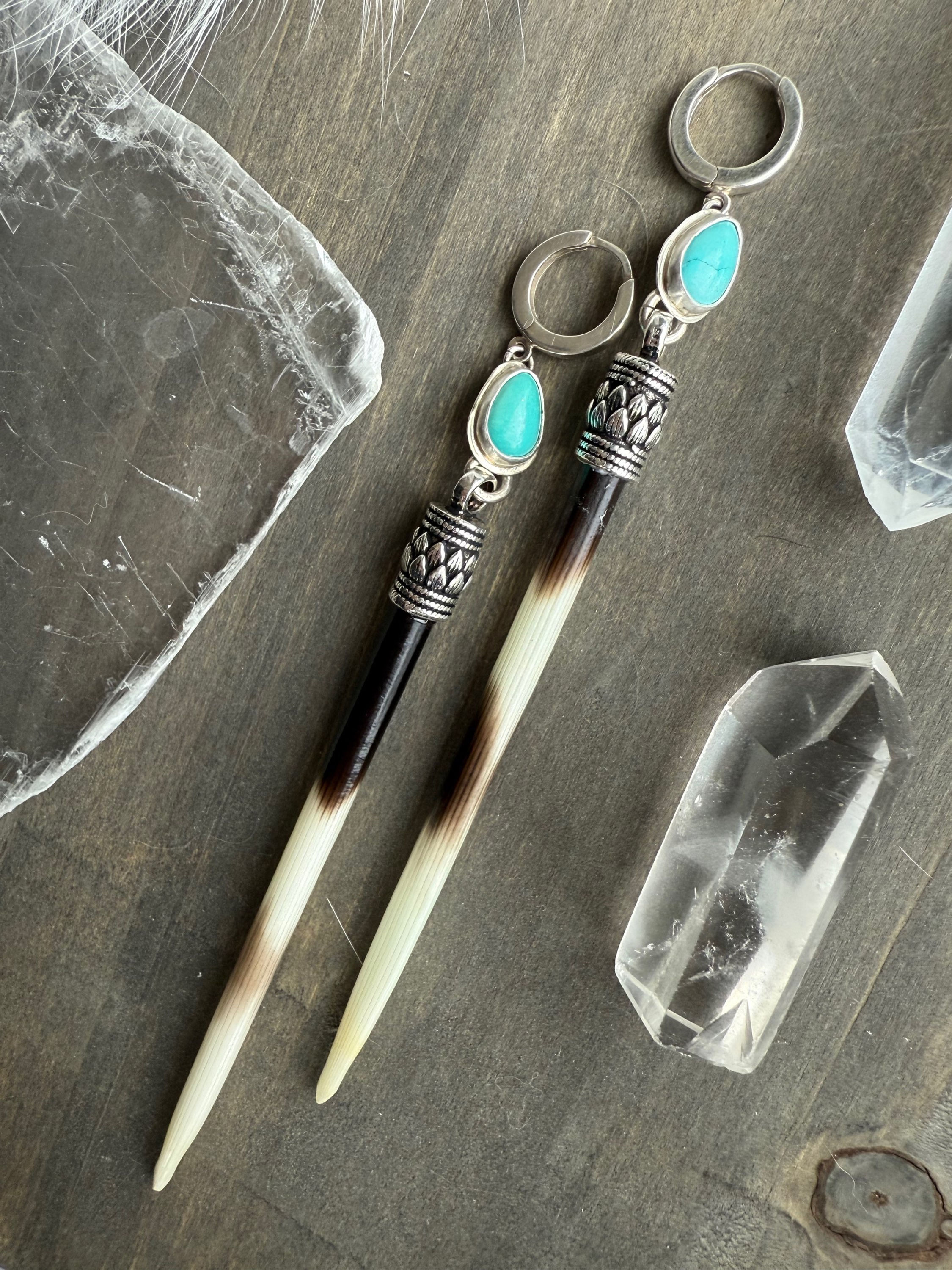 Porcupine quill earrings-thick  2