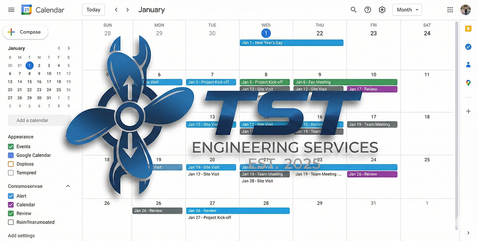 Eye-level view of a calendar marked with important January dates