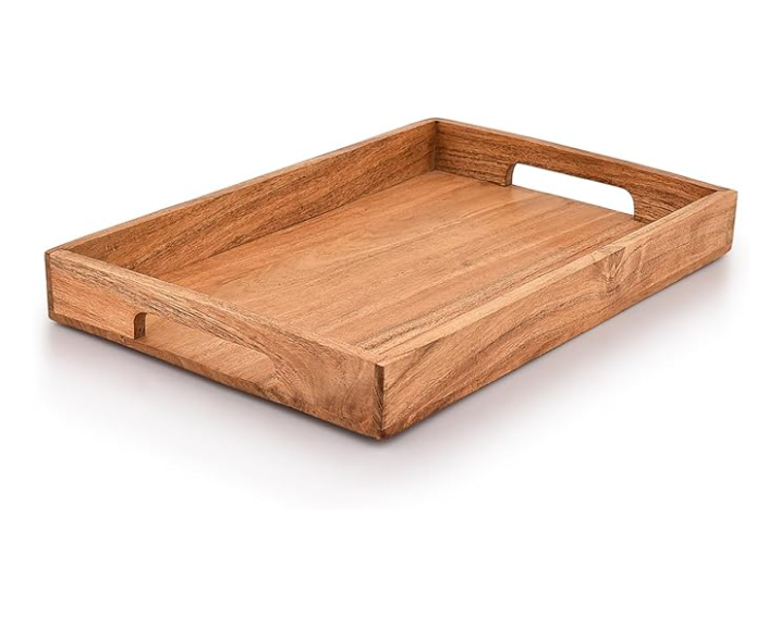 Acacia Wood Tray With Handles
