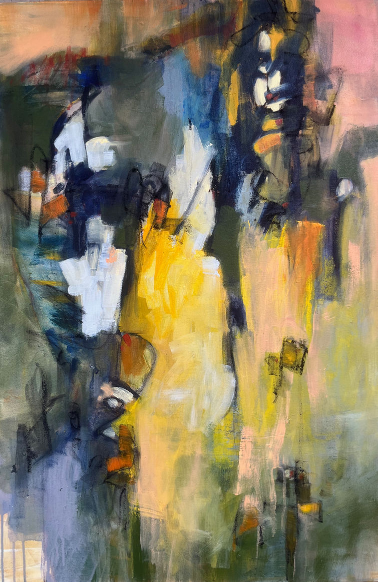abstract image with strong dark brushwork on bright background