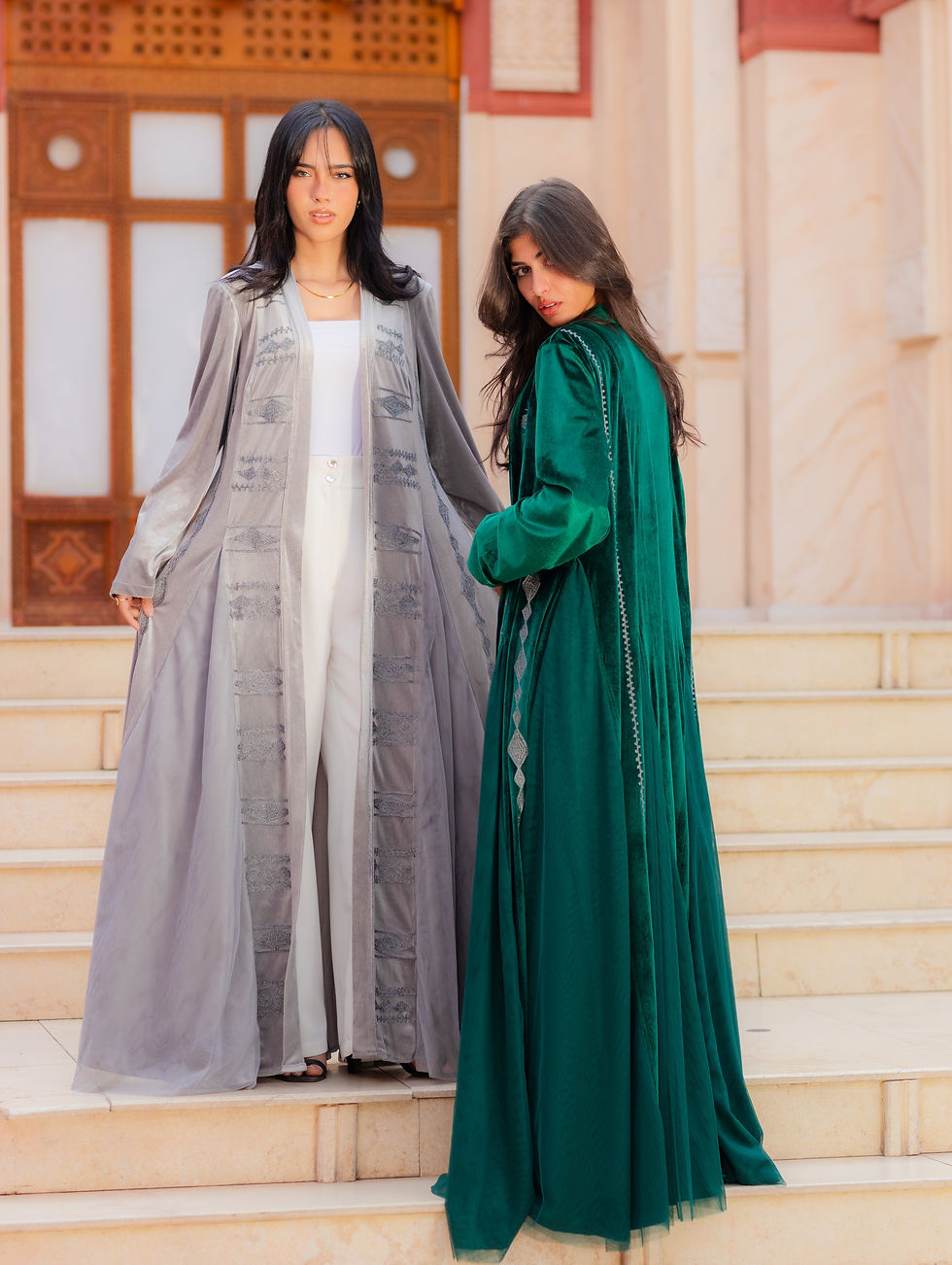  Farha velvet in tulle embroidery kaftan 