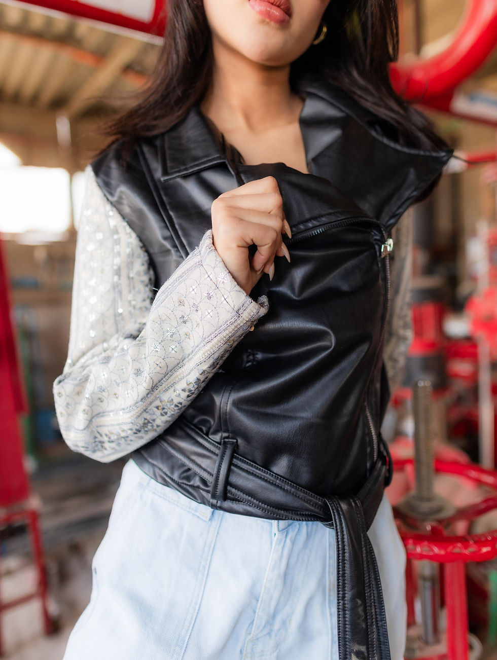 Thumbnail: The biker embroidery faux leather 