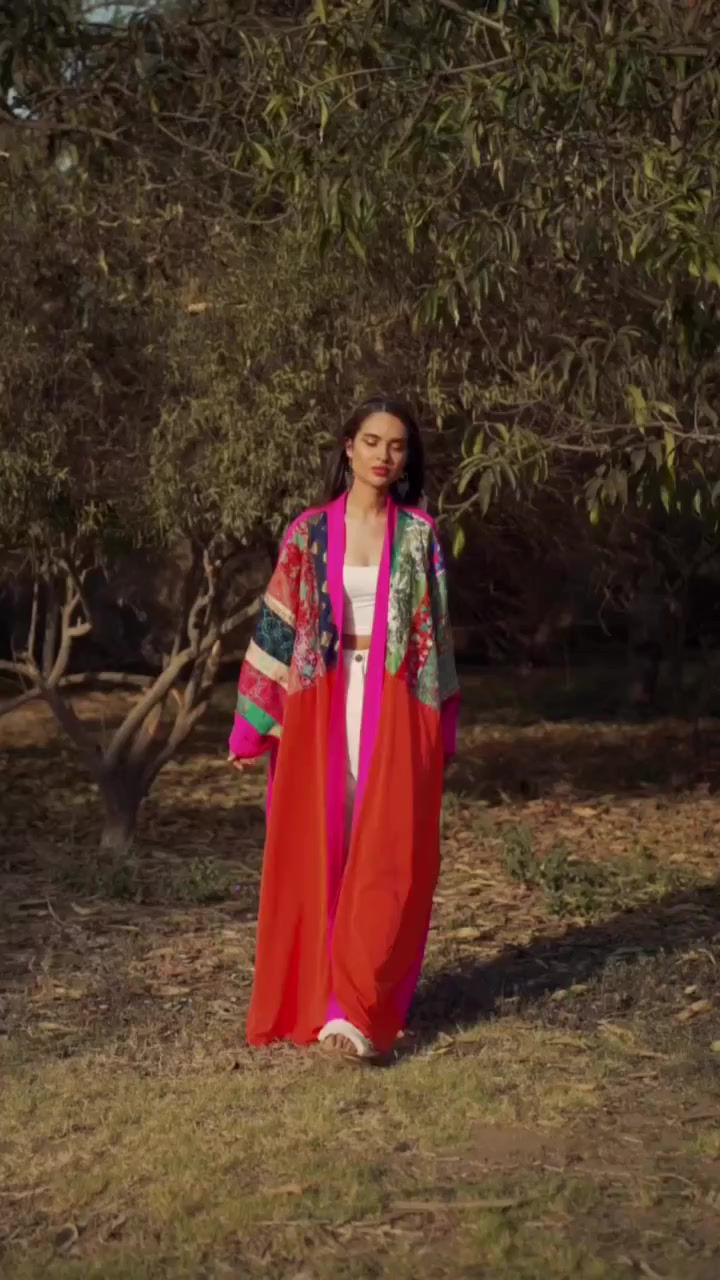 Thumbnail: Tamara double colored embroidery kaftan 