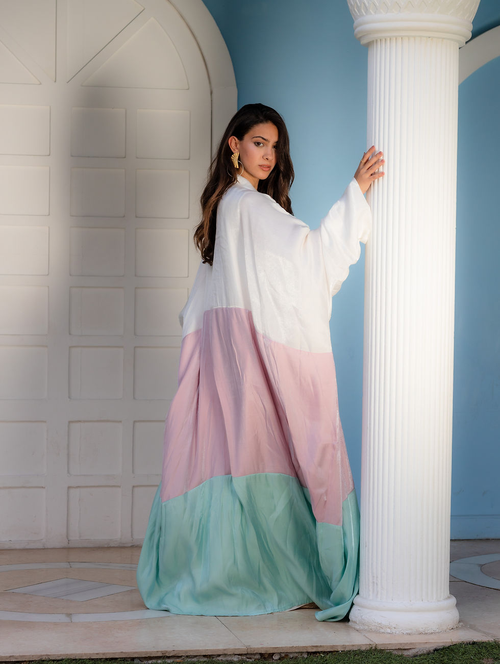 Thumbnail: Salma triple colored mirrored kaftan 