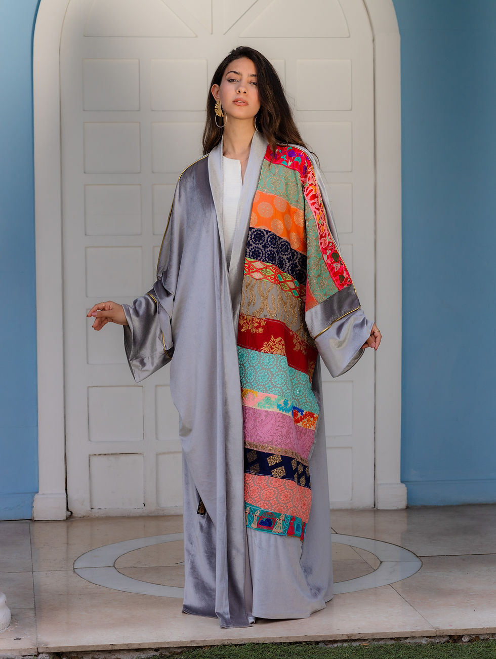 Thumbnail: Nesma embroidery velvet kaftan 
