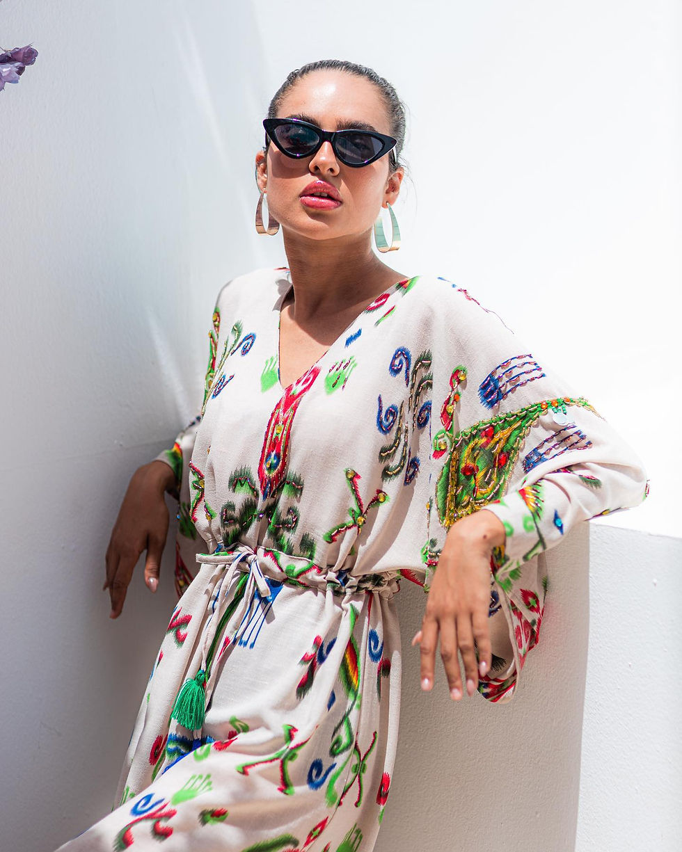 Thumbnail: The linen beaded maxi dress