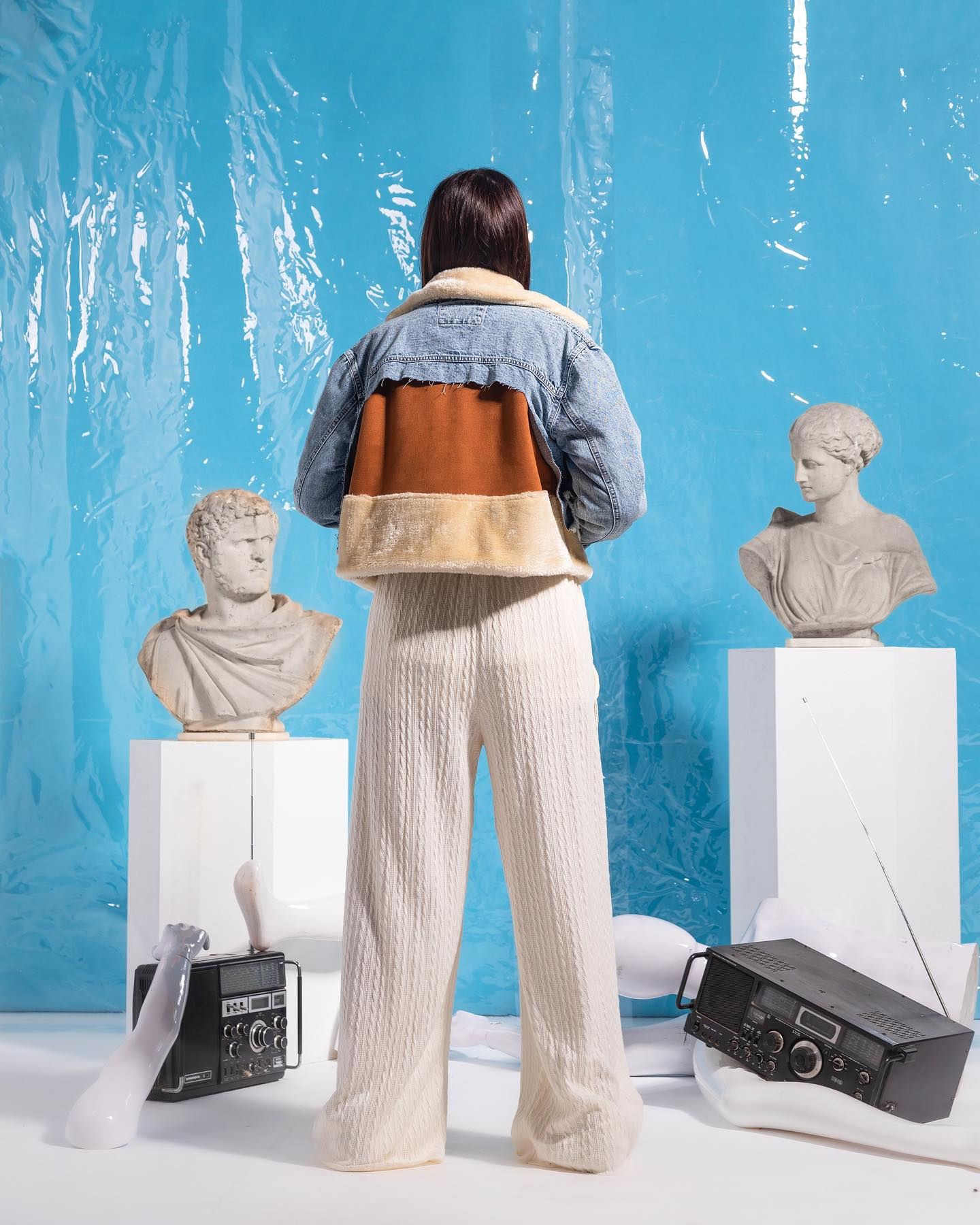 The cropped fleece denim jacket 