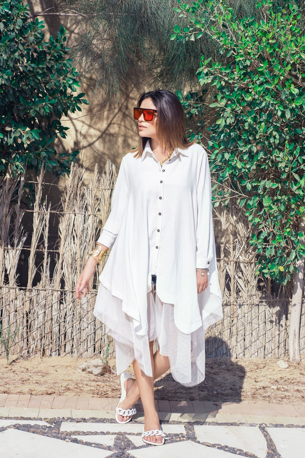 Thumbnail: The tulle trim over sized shirt