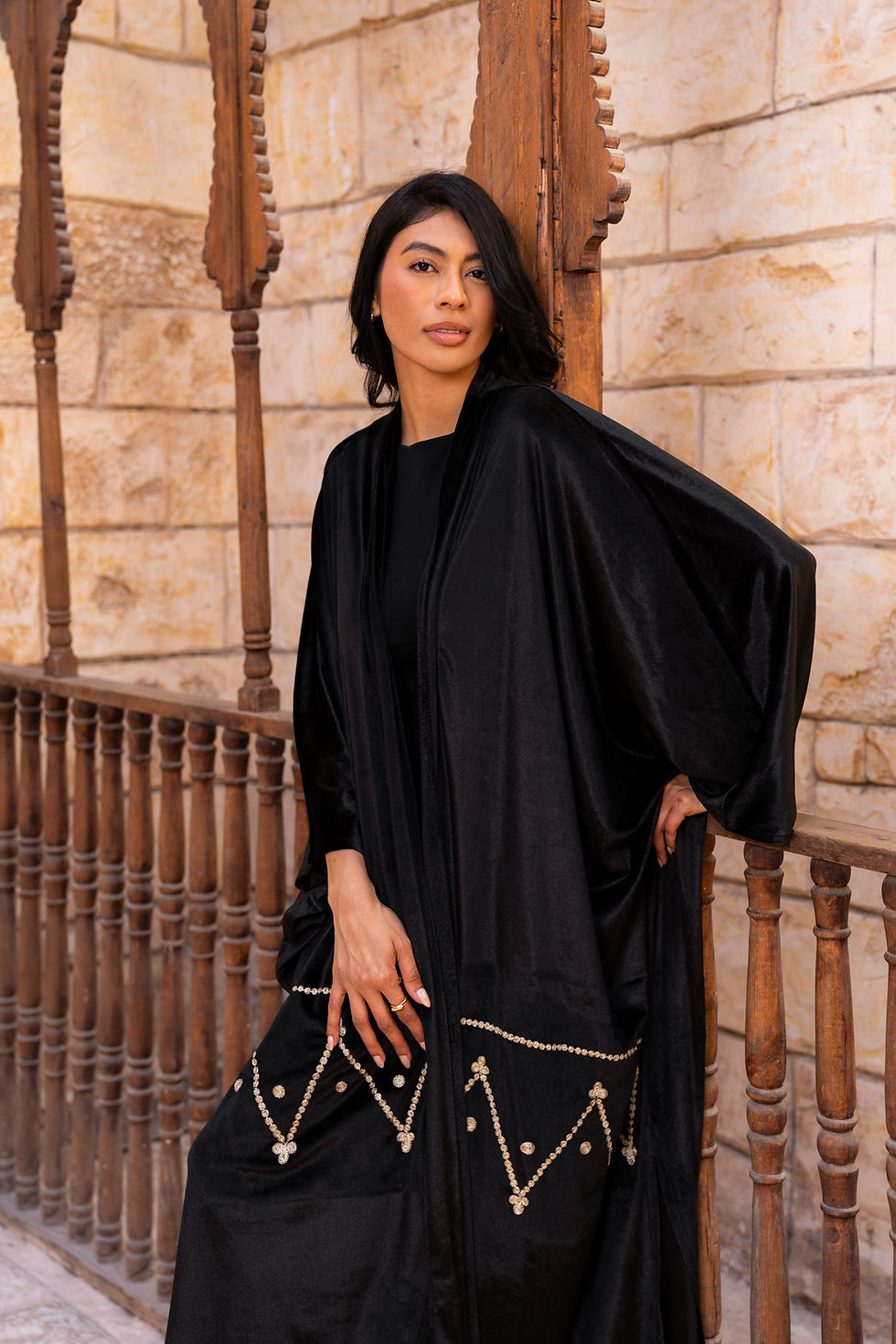 Thumbnail: Nevine velvet open kaftan 