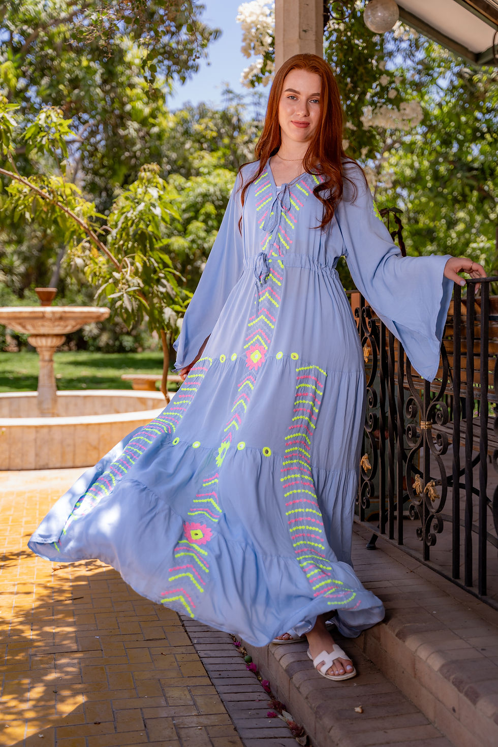 Thumbnail: Saba embroidery viscose cotton maxi dress