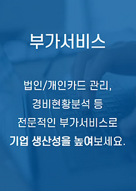 부가서비스:법인/개인카드 관리, 경비현황분석 등 기업생산성을 높인다.