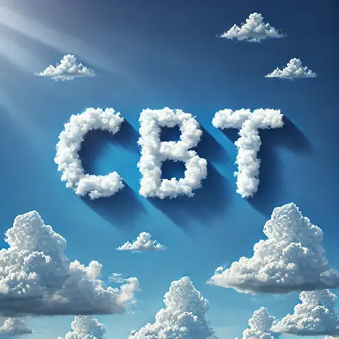 DALL·E 2024-07-09 20.02.09 - A bright blue sky with clouds forming the letters 'CBT' clear