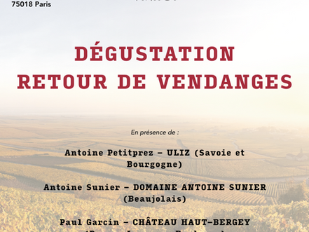 Évènement : Dégustation Retour de Vendanges - 17 octobre 2023