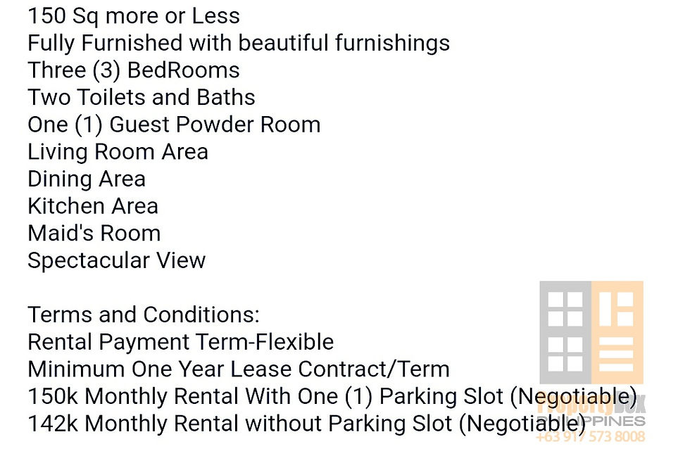 Thumbnail: FOR RENT The Residences at Greenbelt 3 Bedroom San Lorenzo Tower