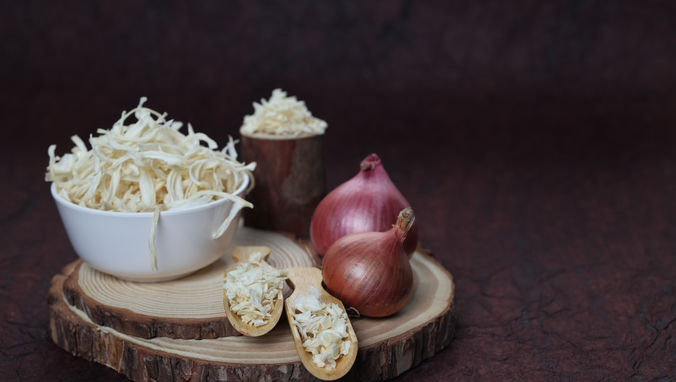 Dehydrated onion powder and flakes are versatile ingredients made as an option for fresh onions. Popular choice of cooks as it is used in a wide range of dishes and cuisines, making them a versatile pantry staple.
Process:
Fresh onions are harvested and cleaned. The onions are sliced thinly or ground into smaller pieces for drying.
Moisture contents are removed while preserving their flavours and nutritional value.
The sliced pieces are then dehydrated removing the moisture content while preserving their flavour and nutrients. Further, they are ground into a fine powder or packaged as flakes.
Uses:
Dehydrated Onion Power & Flakes add a rich flavour to various dishes, including soups, stews, sauces, marinades, dressings, and dips. Use it for seasoning for meats, poultry, fish, vegetables, potatoes, rice, pasta, and snacks like popcorn and chips.
Onion powder can be incorporated into bread, muffin, and biscuit recipes to add flavour, while onion flakes can be sprinkled on top of bread or incorporated into dough.
Mix with sour cream or yoghurt to create onion-flavoured dips and spreads for chips, crackers, and vegetables.
Benefits:
Dehydrated onion powder and flakes contain essential vitamins, minerals, and antioxidants. It offers the convenience of a longer shelf life and is readily available year-round, unlike fresh onions which may spoil quickly.
