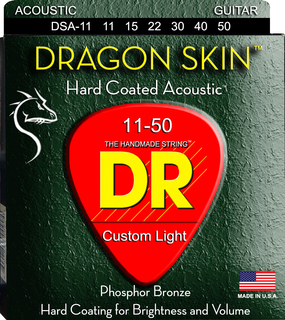 DR STRINGS K3 COATED MEDIUM-LIGHT ACOUSTIC STRINGS (11-50) - DSA-11