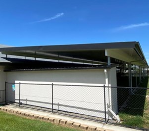 Flyover patio installation | DeltaTrim™ EPS 200mm insulated panels | RSPCA Brisbane Animal Care Campus, Wacol