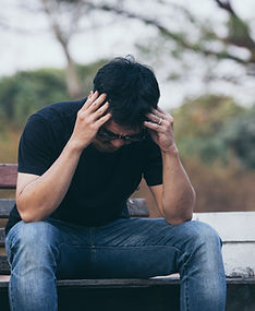 sad serious man.depressed emotion panic attacks alone young people fear stressful.crying b