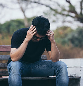 sad serious man.depressed emotion panic attacks alone young people fear stressful.crying b