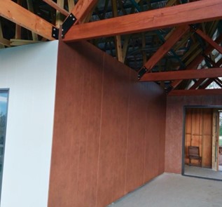 DeltaCool™ walling panels in Gull Grey & Weathered Iron with a 5V profile | Summerholm