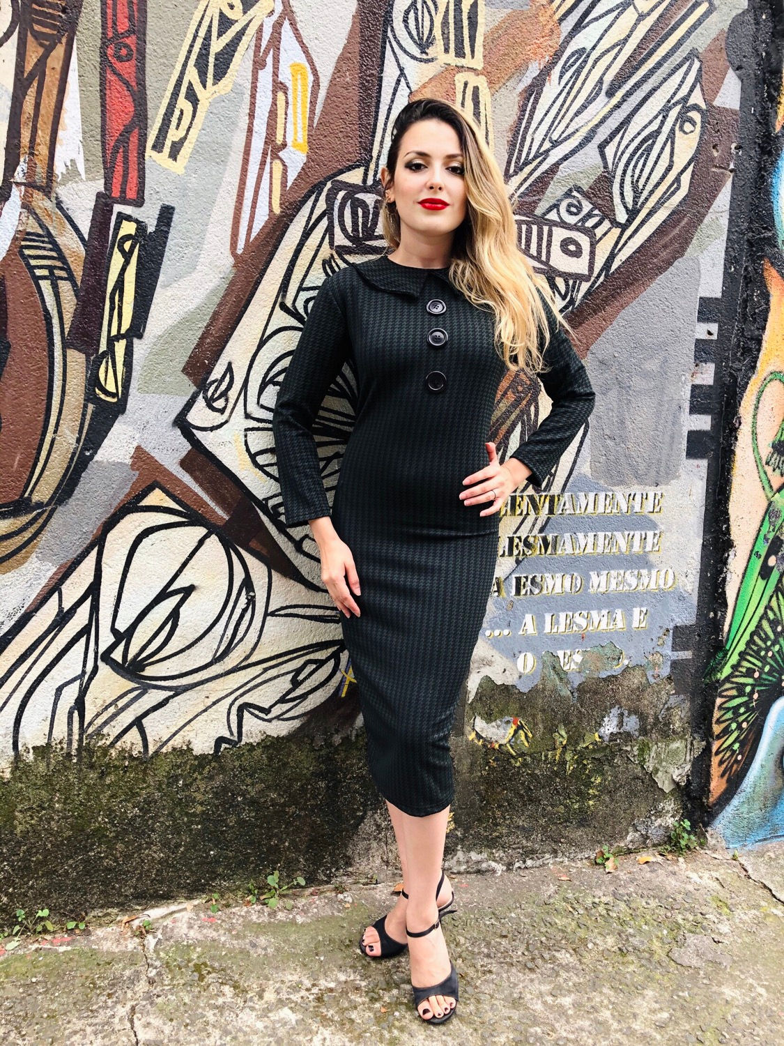 Retro Dress - Green and Black