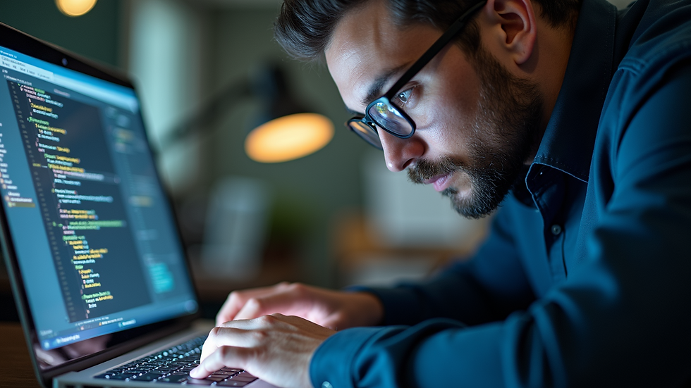 Close-up view of a technician diagnosing a laptop issue