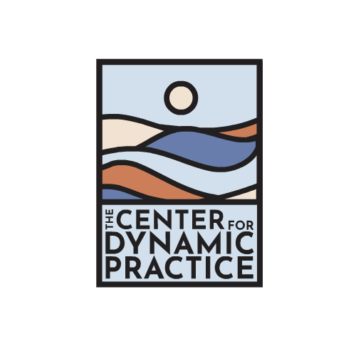 logo for Center for Dynamic Practice that is animated to show a river moving across a background with a blue sky and sun