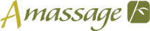 A Massage Inc wordmark logo with image of bamboo stalk